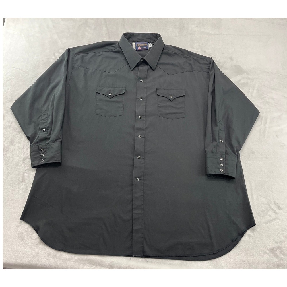 Vgt Panhandle Slim Western Shirt Men 20-34 /3XL Black Pearl Snap made USA Rodeo